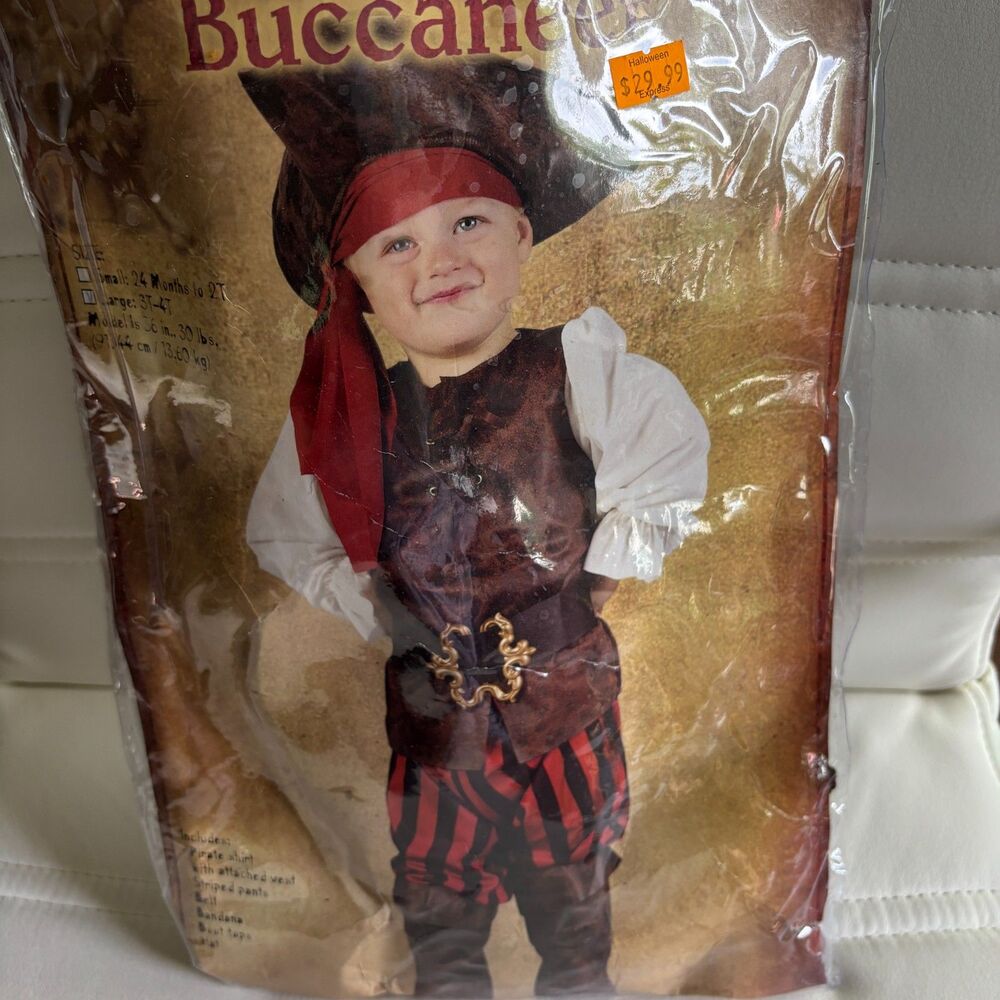 High Seas Buccaneer Pirate Toddler Costume Size 3T-4T Halloween Complete Set